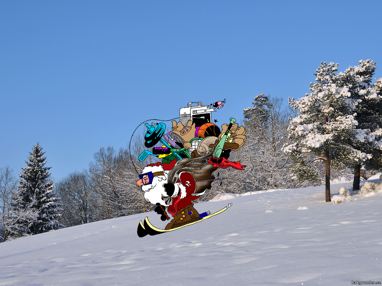 Tomten åker skidor